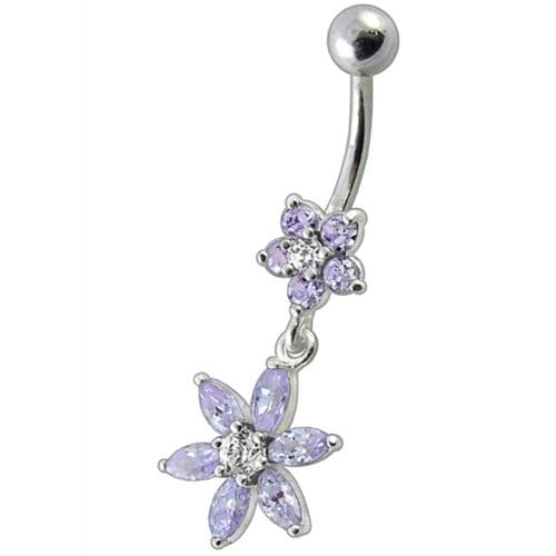 Fancy Flower Dangling Navel Ring - Monster Piercing