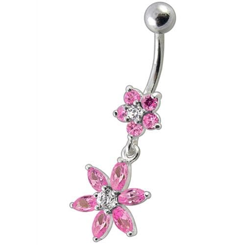 Fancy Flower Dangling Navel Ring - Monster Piercing