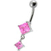 Fancy  Dangling SS Banana Bar Belly Ring - Monster Piercing