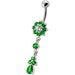 Fancy Jeweled Flower Dangling Curved Bar Belly Ring - Monster Piercing