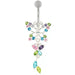 Fancy Jeweled Butterfly Dangling Navel Ring - Monster Piercing