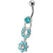 Fancy  Silver Star Round Shape Dangling Belly Ring - Monster Piercing