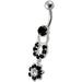 Fancy  Silver Star Round Shape Dangling Belly Ring - Monster Piercing