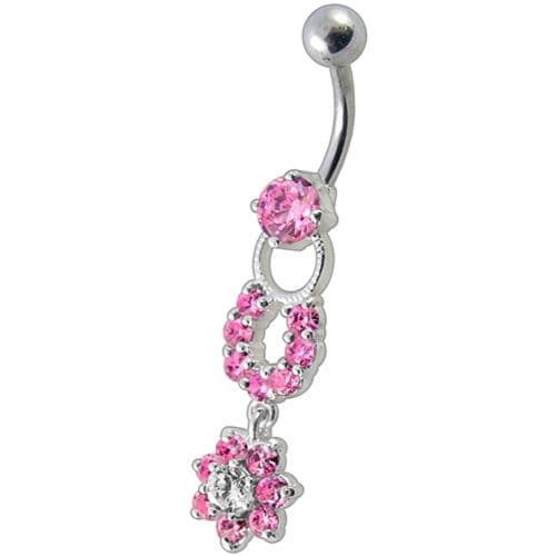 Fancy  Silver Star Round Shape Dangling Belly Ring - Monster Piercing