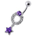 Fancy White Jeweled With Star Dangling Navel Belly Ring - Monster Piercing