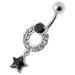 Fancy White Jeweled With Star Dangling Navel Belly Ring - Monster Piercing