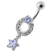 Fancy White Jeweled With Star Dangling Navel Belly Ring - Monster Piercing