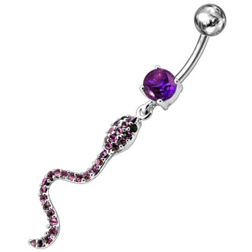 Jeweled Snake Dangling Belly Ring - Monster Piercing