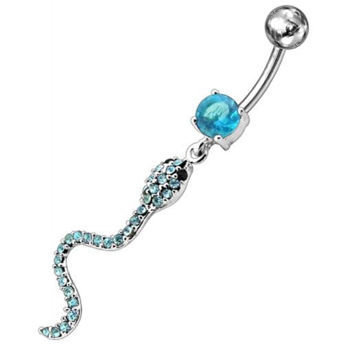 Jeweled Snake Dangling Belly Ring - Monster Piercing