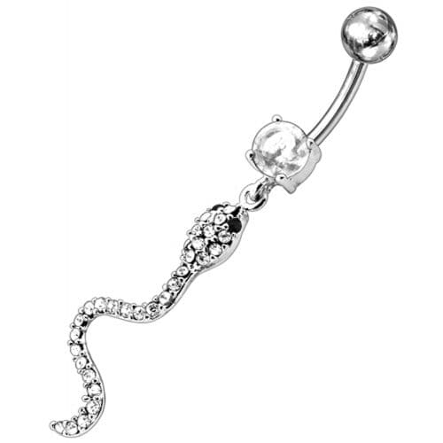 Jeweled Snake Dangling Belly Ring - Monster Piercing