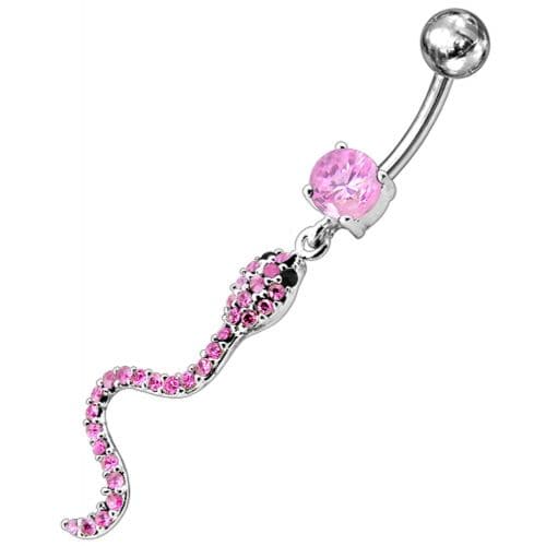 Jeweled Snake Dangling Belly Ring - Monster Piercing