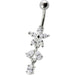 Fancy Non Moving Silver Flower Dangling SS Bar Belly Ring - Monster Piercing