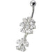 Fancy Flower Jeweled Dangling Belly Navel Body Jewelry Ring - Monster Piercing