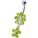 Fancy Flower Jeweled Dangling Belly Navel Body Jewelry Ring - Monster Piercing