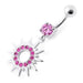 Fancy Colored Sun Jeweled Dangling Banana Bar Belly Ring - Monster Piercing