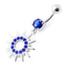 Fancy Colored Sun Jeweled Dangling Banana Bar Belly Ring - Monster Piercing