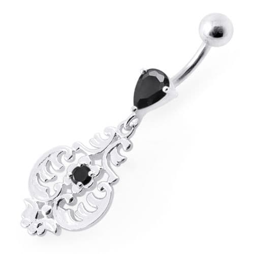 Fancy Ancient Pot Jeweled Dangling Belly Ring - Monster Piercing