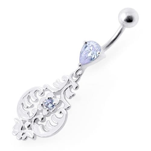 Fancy Ancient Pot Jeweled Dangling Belly Ring - Monster Piercing