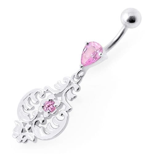 Fancy Ancient Pot Jeweled Dangling Belly Ring - Monster Piercing