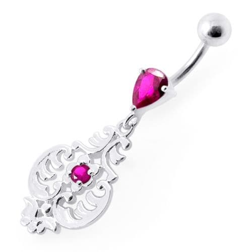 Fancy Ancient Pot Jeweled Dangling Belly Ring - Monster Piercing