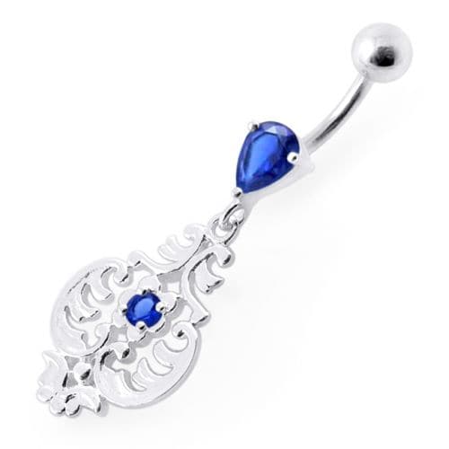 Fancy Ancient Pot Jeweled Dangling Belly Ring - Monster Piercing