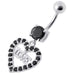 Fancy Jeweled Love Heart Symbol Dangling Belly Ring - Monster Piercing