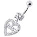 Fancy Jeweled Love Heart Symbol Dangling Belly Ring - Monster Piercing