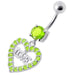 Fancy Jeweled Love Heart Symbol Dangling Belly Ring - Monster Piercing