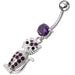 Fancy Jeweled Cat Dangling Navel Belly Ring - Monster Piercing