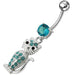 Fancy Jeweled Cat Dangling Navel Belly Ring - Monster Piercing