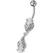 Fancy High Quality Zirconia Jeweled Dangling Banana Bar Navel Body Piercing Ring - Monster Piercing