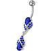 Fancy High Quality Zirconia Jeweled Dangling Banana Bar Navel Body Piercing Ring - Monster Piercing