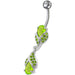 Fancy High Quality Zirconia Jeweled Dangling Banana Bar Navel Body Piercing Ring - Monster Piercing