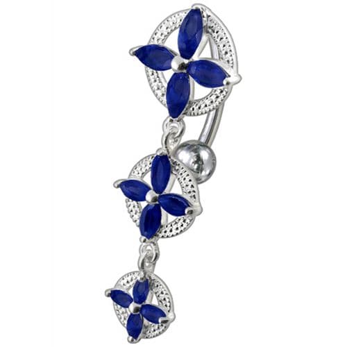 Fancy SS Jeweled Dangling Reverse Belly Ring - Monster Piercing