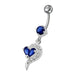 Fancy White Zirconia Jeweled Dangling Banana Bar Navel Ring - Monster Piercing