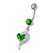 Fancy White Zirconia Jeweled Dangling Banana Bar Navel Ring - Monster Piercing