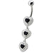 Fancy White Zirconia Jeweled Dangling SS Bar Belly Ring - Monster Piercing