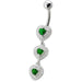 Fancy White Zirconia Jeweled Dangling SS Bar Belly Ring - Monster Piercing