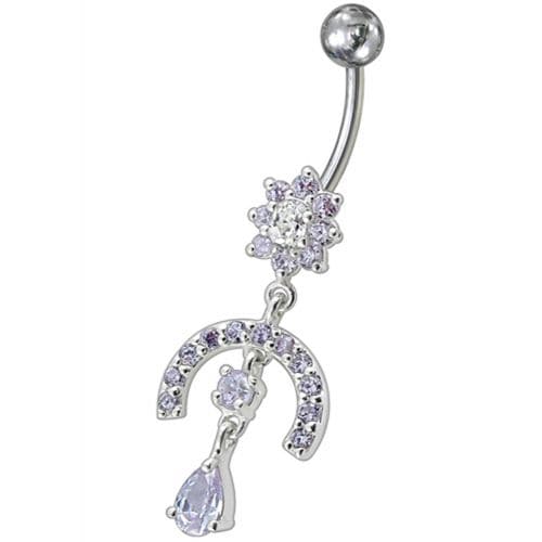 Fancy Studded Jeweled Dangling Navel Ring - Monster Piercing