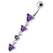 Fancy Jeweled LONG Dangling SS Banana Curved Bar Belly Ring - Monster Piercing