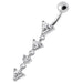 Fancy Jeweled LONG Dangling SS Banana Curved Bar Belly Ring - Monster Piercing