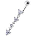 Fancy Jeweled LONG Dangling SS Banana Curved Bar Belly Ring - Monster Piercing