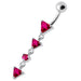 Fancy Jeweled LONG Dangling SS Banana Curved Bar Belly Ring - Monster Piercing