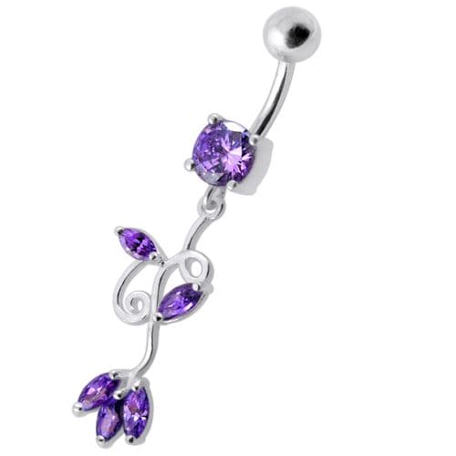 Fancy Multi Colored Jeweled Dangling Navel Belly Button Ring - Monster Piercing