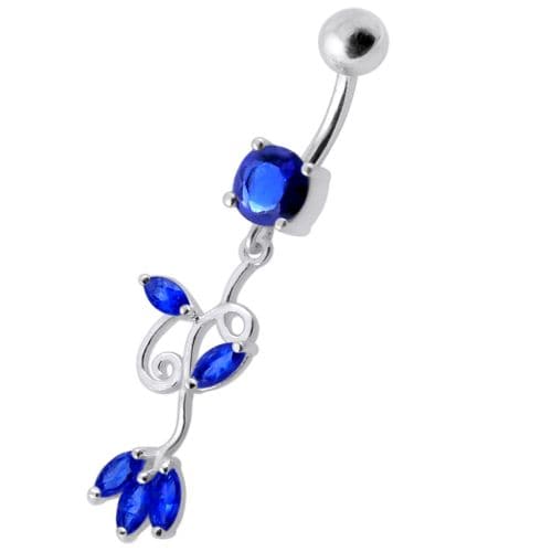 Fancy Multi Colored Jeweled Dangling Navel Belly Button Ring - Monster Piercing