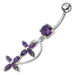 Fancy  Flowers Moving Dangling Banana Navel Ring - Monster Piercing