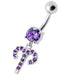 Fancy Multi Stones Jeweled Non Moving Dangling SS Bar Belly Ring - Monster Piercing