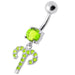 Fancy Multi Stones Jeweled Non Moving Dangling SS Bar Belly Ring - Monster Piercing