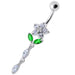 Fancy Jeweled Flower Dangling Banana Bar Navel Ring - Monster Piercing