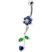 Fancy Multi Color Flower Dangling Navel Ring - Monster Piercing